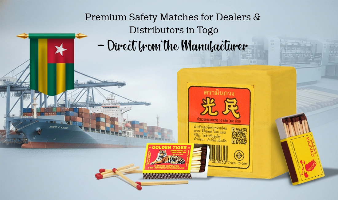 Sturdy, retail-ready safety matchboxes optimized for Togo’s market needs and buyer standards.