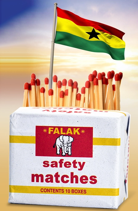 Premium long wooden safety matches from Ghana for reliable fire starting in all conditions.