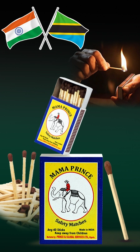 High-quality long wooden safety matches for distributors in Tanzania with reliable performance.