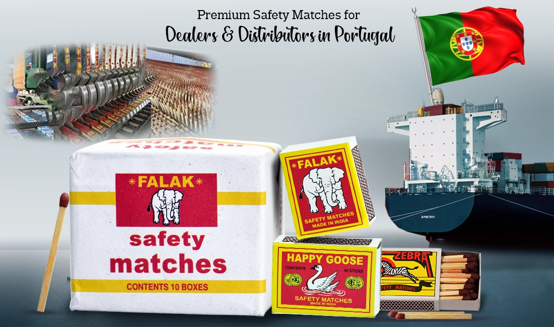 Premium safety matches available for dealers and distributors across Portugal – quality supply.