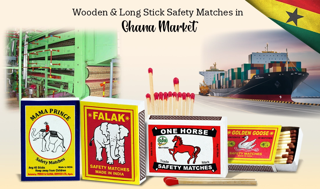 Long wooden safety matches produced in Ghana for safe & easy lighting Trusted manufacturer.